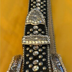 Elegant Black, silver, and rhinestone western belt